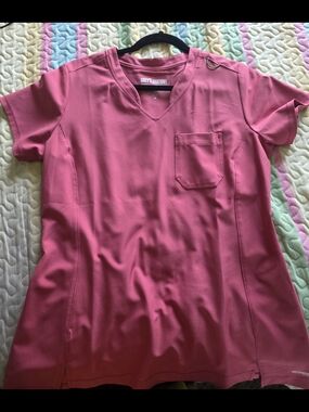 Grey's Anatomy Coral Pink V-Neck Scrub Top